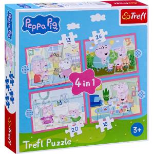 Trefl Пъзел Trefl 4 в 1 - Прасенцето Пепа обича приключенията (34672) - baby