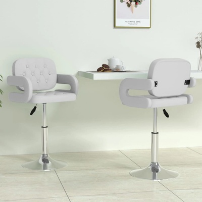 vidaXL Въртящи се трапезни столове, 2 бр, бели, изкуствена кожа (335557)