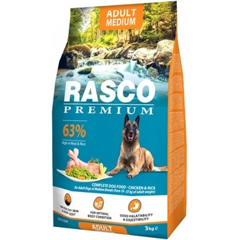 Rasco Premium RASCO Premium Adult CHICKEN AND RICE - Премиум храна с пиле и ориз за пораснали кучета от средните породи, 3 кг, Чехия 1704-10324