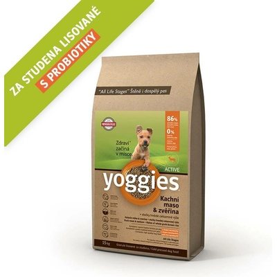 Yoggies Minigranule Active Kachna a zvěřina lisované za studena 15 kg
