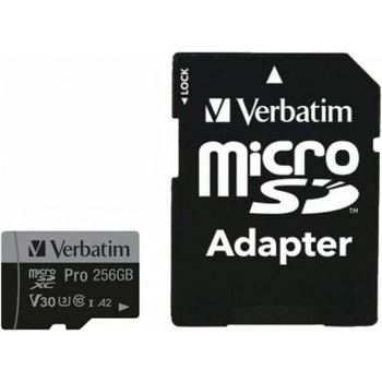 Image 1 of Verbatim Pro microSDXC 256GB CL10 + Adapter (47045)