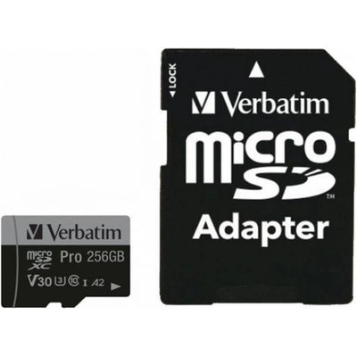 Verbatim Pro microSDXC 256GB CL10 + Adapter (47045)