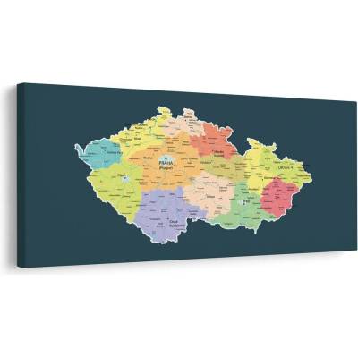 Obraz mapa Česka s tmavým pozadím - 100x50