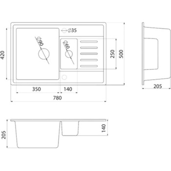Image 1 of Metalac XGranit Quadro Plus 1.5D (175431)