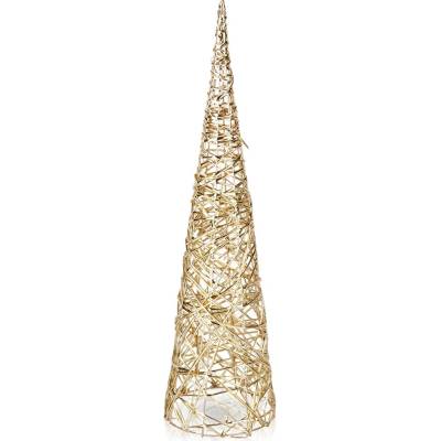 Home Styling Decoration Svietiaci vianočný stromček kužeľ zlatý 60 cm, 30 LED