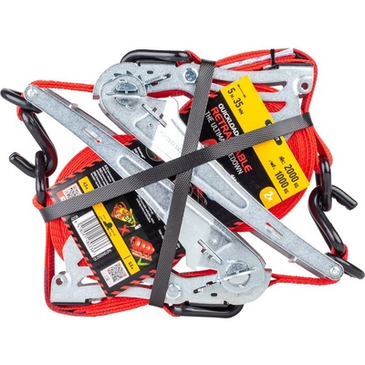 Quickloader Popruh jednodílný samonavijecí s ráčnou 2000 kg 5 m x 35 mm 2dílný