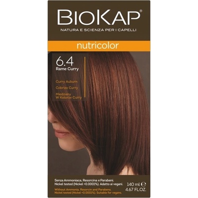 BIOKAP Nutricolor barva na vlasy 6.4 měděná curry 140 ml