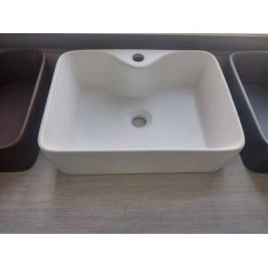 Inter Ceramic Порцеланов умивалник 864 за мебел или плот, бял гланц 48х37 см (864)