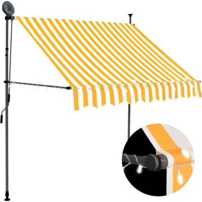 ZBXL Ručně zatahovací markýza s LED světlem 100 cm bílooranžová
