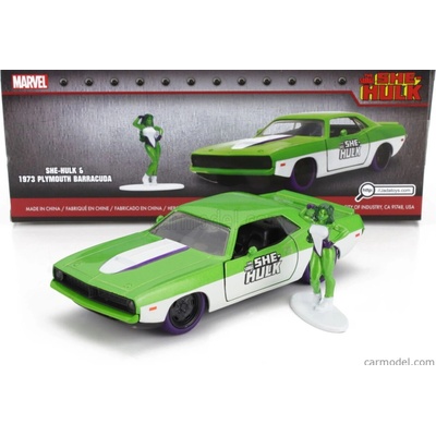 Jada Plymouth Barracuda With She-hulk Figures 1973 Zelená Bílá 1:32