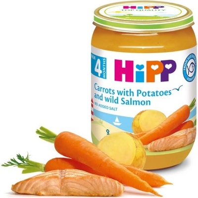 Hipp БИО пюре Морков, картоф и дива сьомга 4м+ 190г