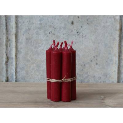 Červená úzká krátká svíčka Short dinner red - Ø 2 *11cm / 4.5h - Chic Antique
