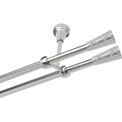 OK-GarnýžeCZ Garnýž kovová dvouřadá 19mm Trapezium double nerez 320 cm do stropu / na tunýlek - bez kroužků