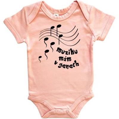 Hobbytriko Body dětské Muziku mám v genech Světle růžová Dlouhý rukáv
