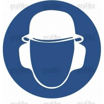 Grafiko | Používej chrániče sluchu a ochrannou přilbu - Materiál Samolepící PVC folie, Rozměr ⌀300 mm
