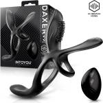InToYou Daxer Girth Gainer Vibrating Double Cockring 3 Motors with Remote Black