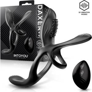 InToYou Daxer Girth Gainer Vibrating Double Cockring 3 Motors with Remote Black