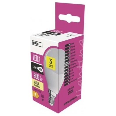 Emos Lighting LED žárovka Classic Globe 7,3W E14 teplá bílá