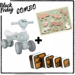  BF Combo: Bo Jungle: Музикално колело "Синьо" + Jabadabado: Дървен пъзел - Горски животни + A little lovely company: Сет от 4 кутии за храна (дизайн по избор) (BJ-B920050+JB-T278+SBSEBE43)