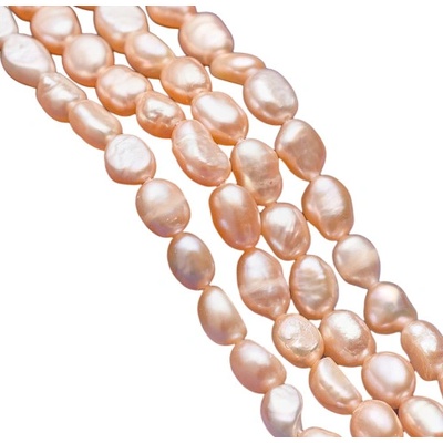 Korálky prírodné sladkovodné perly - nugetky 6-10mm 10ks - marhuľové