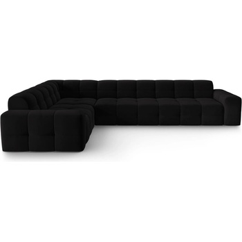 Micadoni Ъглов диван от черно кадифе (ляв ъгъл) Kendal - Micadoni Home (MIC_LC_L_121_F1_KENDAL3)