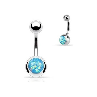 Šperky4U piercing do pupíku banánek tyrkysový opál BS1058-Q