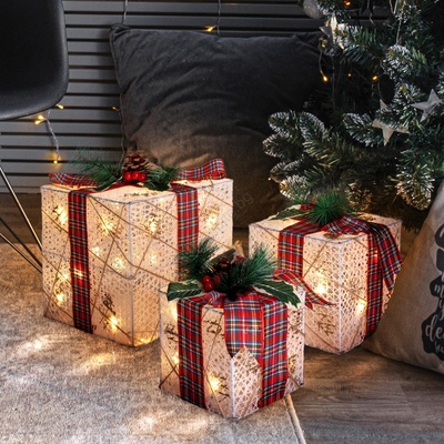 Brilagi - КОМПЛЕКТ 3x LED външна коледна украса LED/230V IP44 подаръци (BG2576)