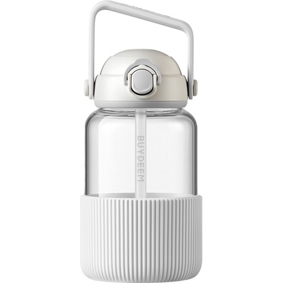 Buydeem DG710 Pop-Up Straw Glass Bottle, Oats White (DG710-OW)