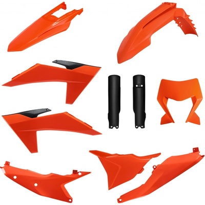 POLISPORT kompletní sada plastů (FULL KIT) KTM EXC/EXC-F/XC-W/XC-WF TBI 24-25 v sadě kryt světla a kryty tlumičů (8352500001) barva oranžová černá OEM 25