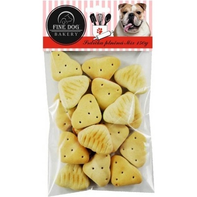 Fine Dog Bakery srdíčka plněná mix 150 g