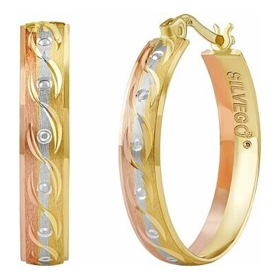 Silvego Zlaté náušnice kruhy Memfis zo žltého zlata pozlátené ružovým a bielym zlatom - 22 mm FAB036EGYWR