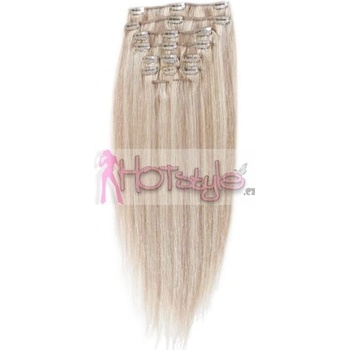 HOTstyle Clip in vlasy k prodloužení 50cm 100% lidské REMY platinová blond/světle hnědá