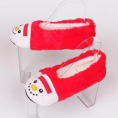 Пухкави коледни пантофи-балеринки със снежно човече