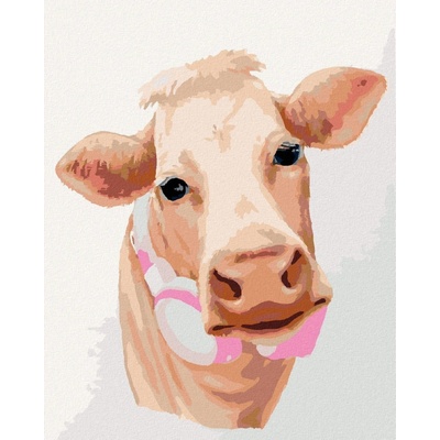 zuty Malování Podle Čísel Kráva Se Sluchátky Myroslava Voloschuk 40 x 50 Cm Plátno Rám