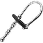 SuperLove Stainless Steel Beaded Penis Plug Cum Stopper with Silicone Glans Ring