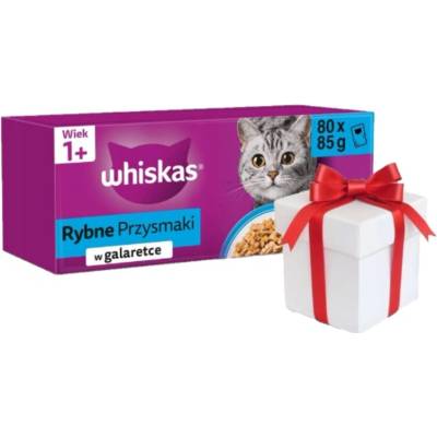 Whiskas Adult 80x Rybie pochúťky v želé + Prekvapenie pre mačku 85 g