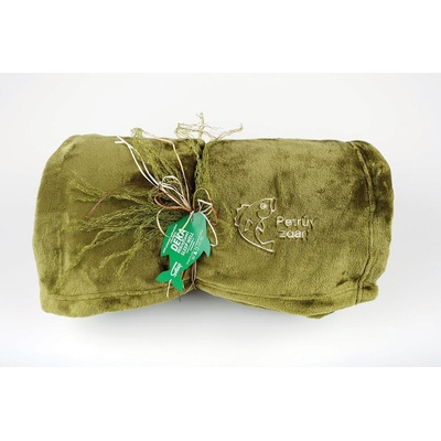 Sleep-well Deka mikroflanel KHAKI výšivka PRO RYBÁŘE PETRŮV ZDAR 150x200