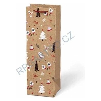 Papírová taška na lahev vánoční kraft T12 V29 12 x 36 x 10 cm, 1 ks (5252721.4)