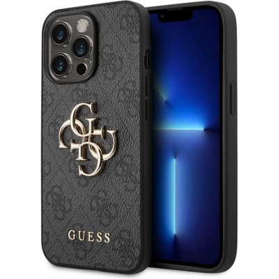 GUESS Гръб Guess PU 4G Metal Logo Case за iPhone 14 Pro - Сив