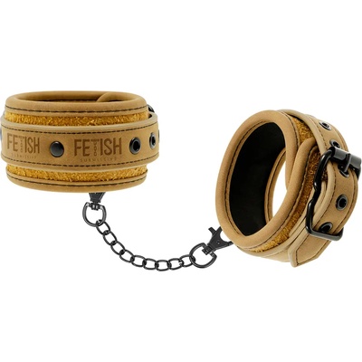 Fetish submissive Белезници от веган кожа кафеви с неоренова подплата Fetish Submisive