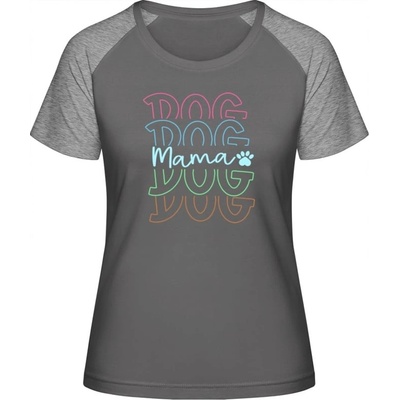 MyMate Predĺžené Tričko MY120 Farebný nápis DOG Mama Grey Solid / Heather Grey