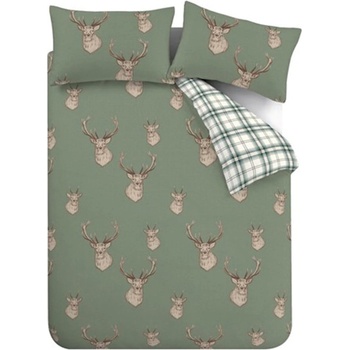 Catherine Lansfield Зелено единично спално бельо 135x200 cm Stag Check - Catherine Lansfield (BD/33904/W/SQS/SOG)