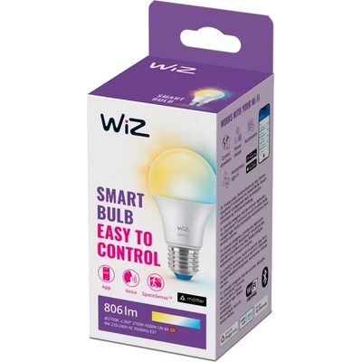 Philips Смарт Wi-Fi крушка WiZ Bulb 60W A60 E27, бяла с гласово управление