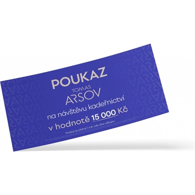 Tomas Arsov Dárkový poukaz na kadeřnické služby 15 000,- Hodnota: 15 000,-