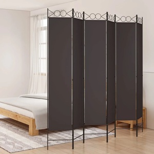 vidaXL Параван за стая, 6 панела, кафяв, 240x220 см, плат (350175)