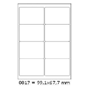CDRmarket Самозалепващи етикети R0100.0817 99, 1 x 67, 7 mm, 8 етикета, A4, 100 листа (R0100.0817A)