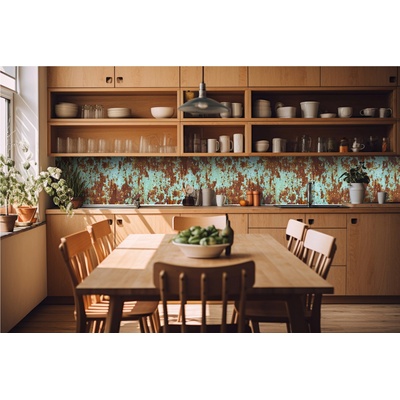 DIMEX ART Фототапет за кухня - ръжда върху стар цветен метал 420 x 60 см