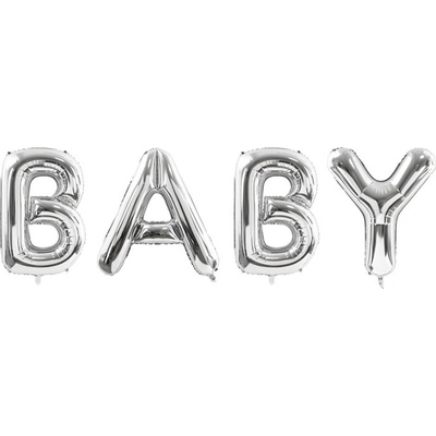 PartyDeco Fóliový balónek BABY 262x86cm stříbrná