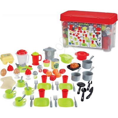 Écoiffier Kuchyňské nádobí s potravinami v dóze Dining Set s kávovarem 70 doplňků od 18 měsíců