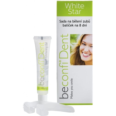 BeconfiDent WhiteStar sada na bělení zubů bez peroxidu bělící gel meloun 8 ml + termocitlivé nákusníky 2 ks